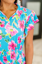 Fleurget Me Not Tiered Flutter Sleeve Dress in Aqua Womens Ave Shops- Tilden Co.