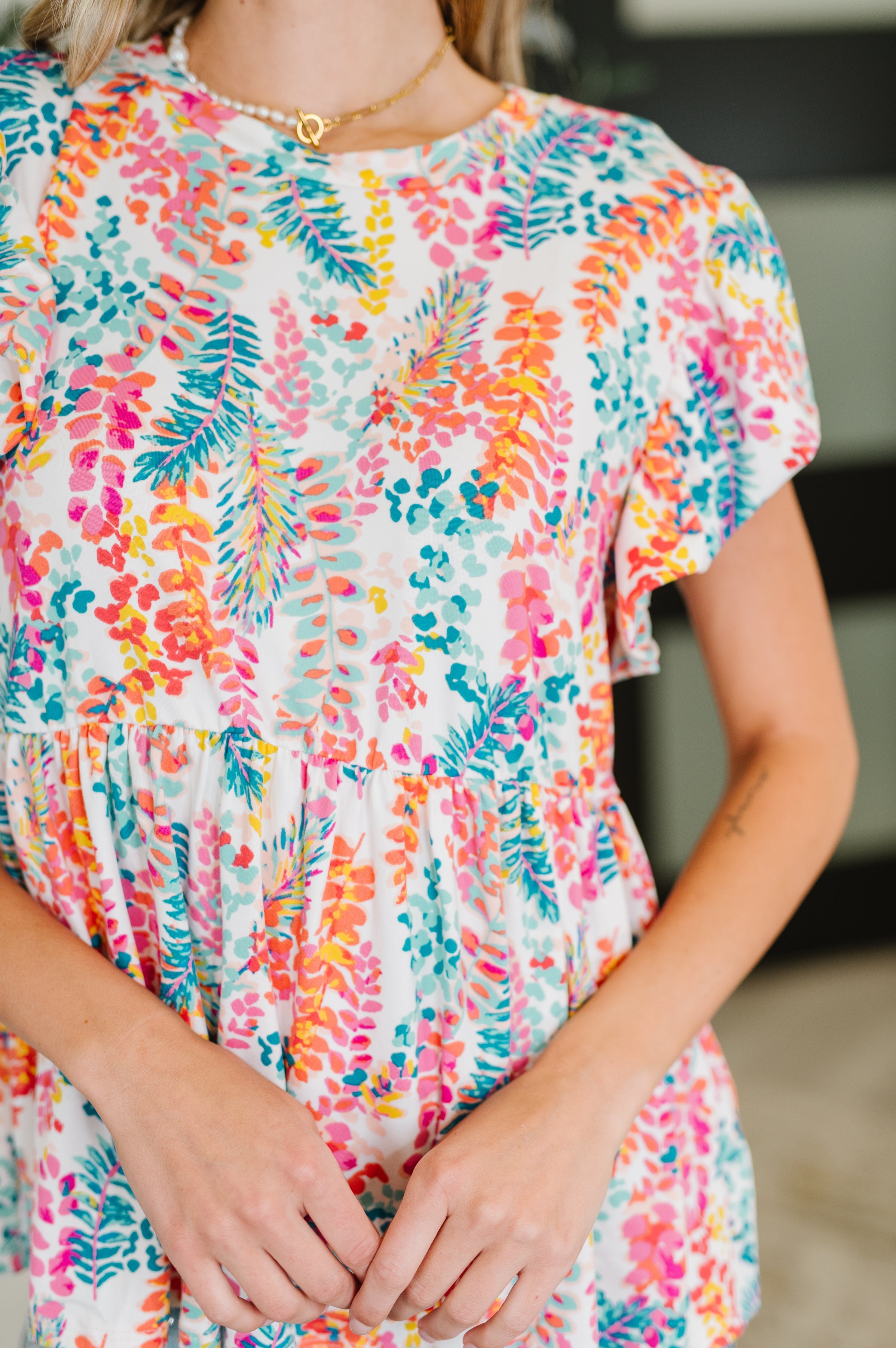 Flirt Alert Flutter Sleeve Top in Ivory Womens Ave Shops- Tilden Co.