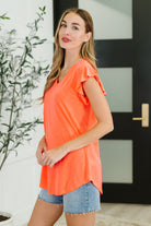 Flirtini Flutter Sleeve Top in Neon Coral Womens Ave Shops- Tilden Co.