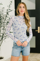 Flirty by Nature Mesh Layering Top in Light Blue Womens Ave Shops- Tilden Co.