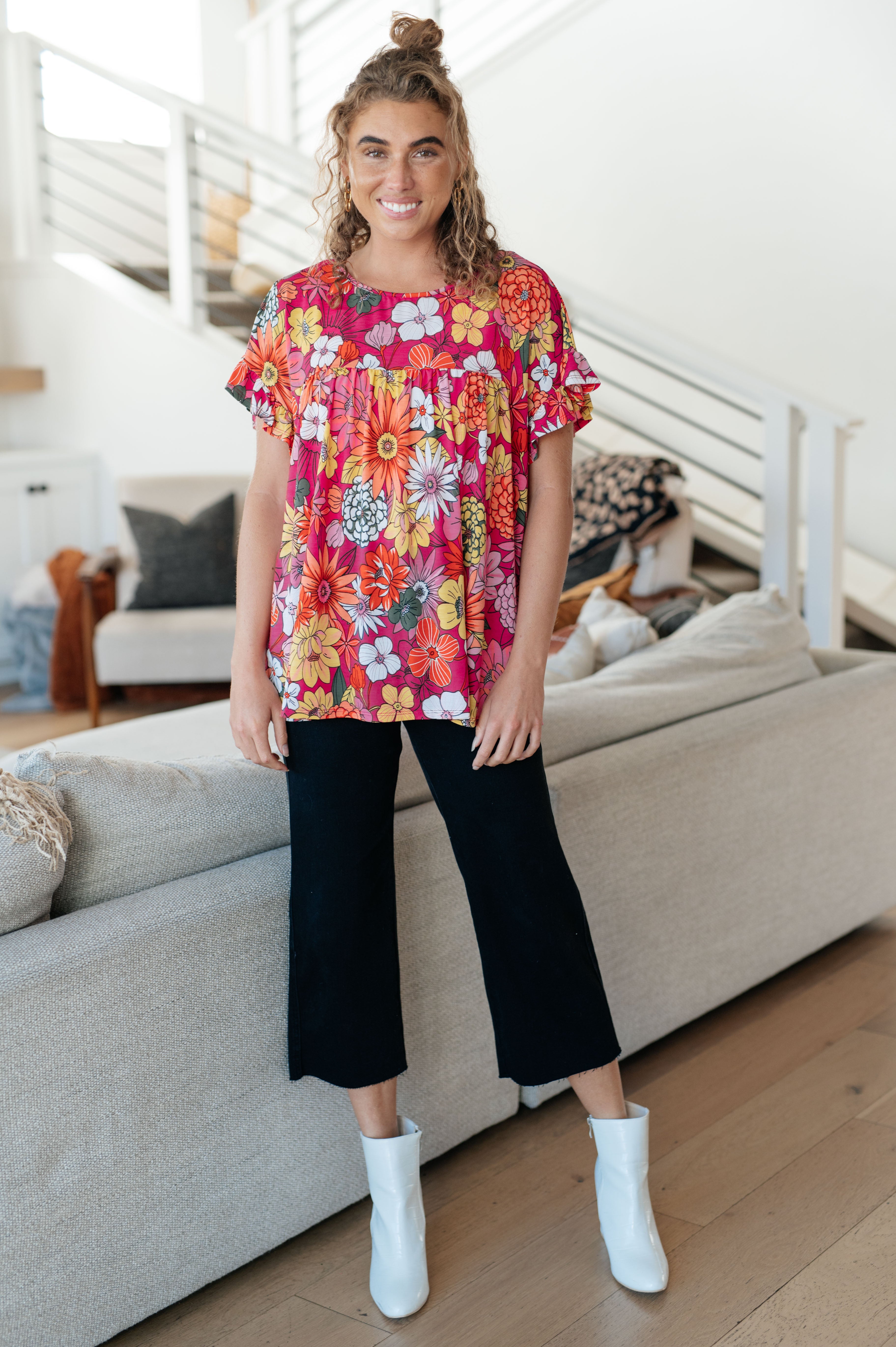 Flit About Floral Top in Pink    Tops Ave Shops- Tilden Co.