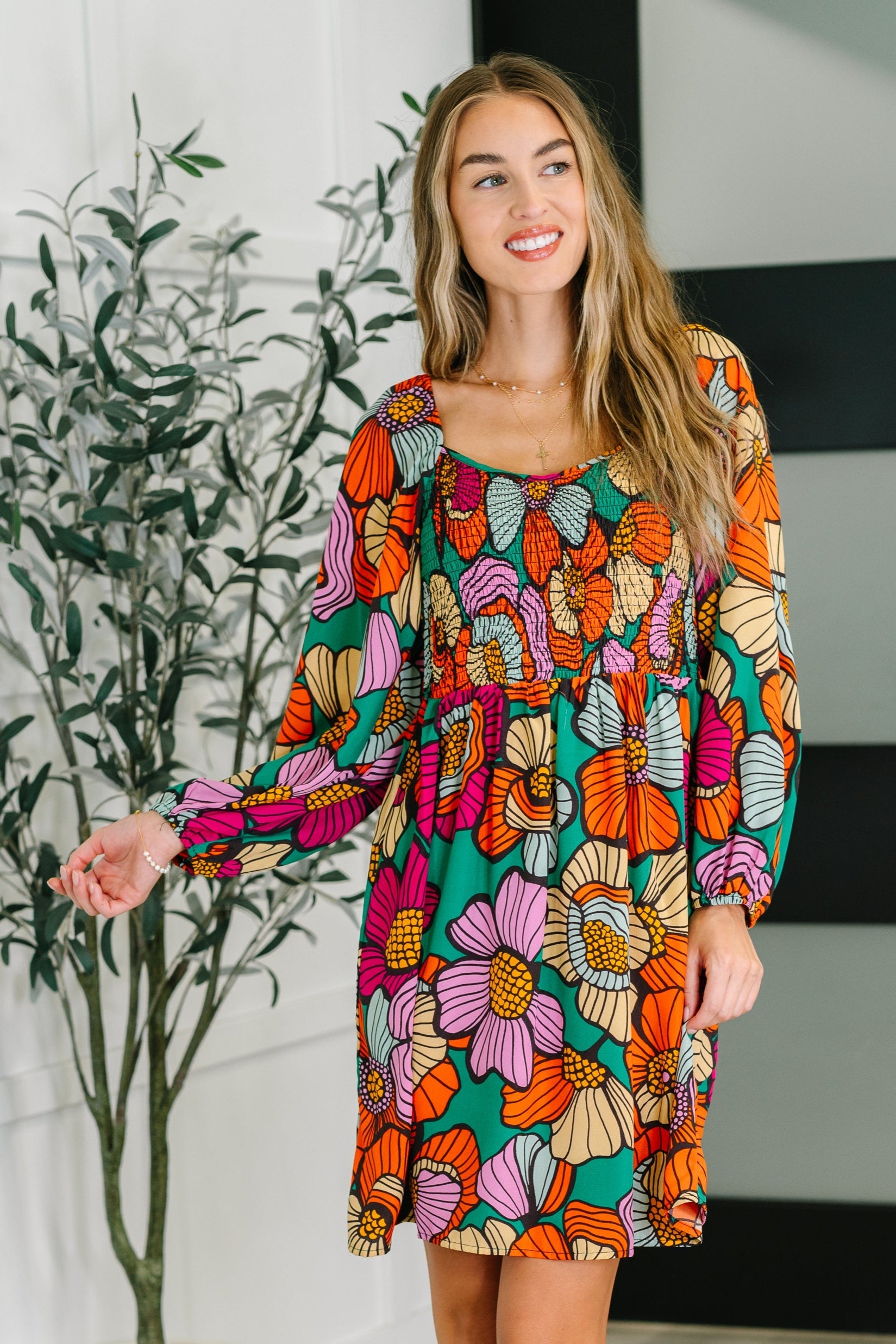 Floral Affairs Scoop Neck Dress Womens Ave Shops- Tilden Co.