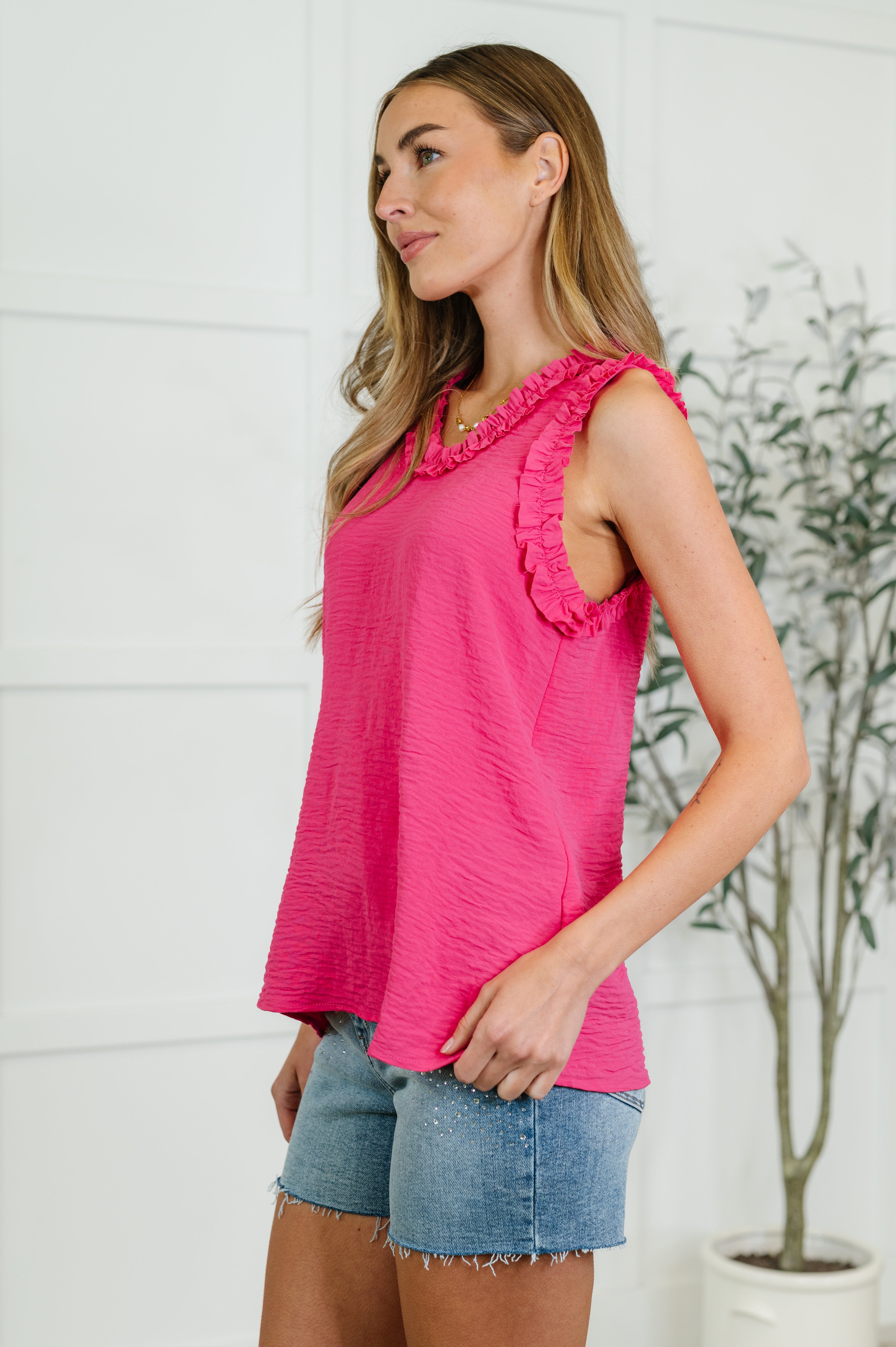 Flourish and Flare Ruffle Detail Tank Tops Ave Shops- Tilden Co.