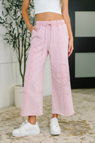 PREORDER: Flower Applique Cropped Flare Bottoms in Light Pink Womens Ave Shops- Tilden Co.