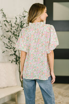 Flower Picking Notch Neck Blouse T-Shirt Ave Shops- Tilden Co.
