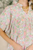 Flower Picking Notch Neck Blouse T-Shirt Ave Shops- Tilden Co.