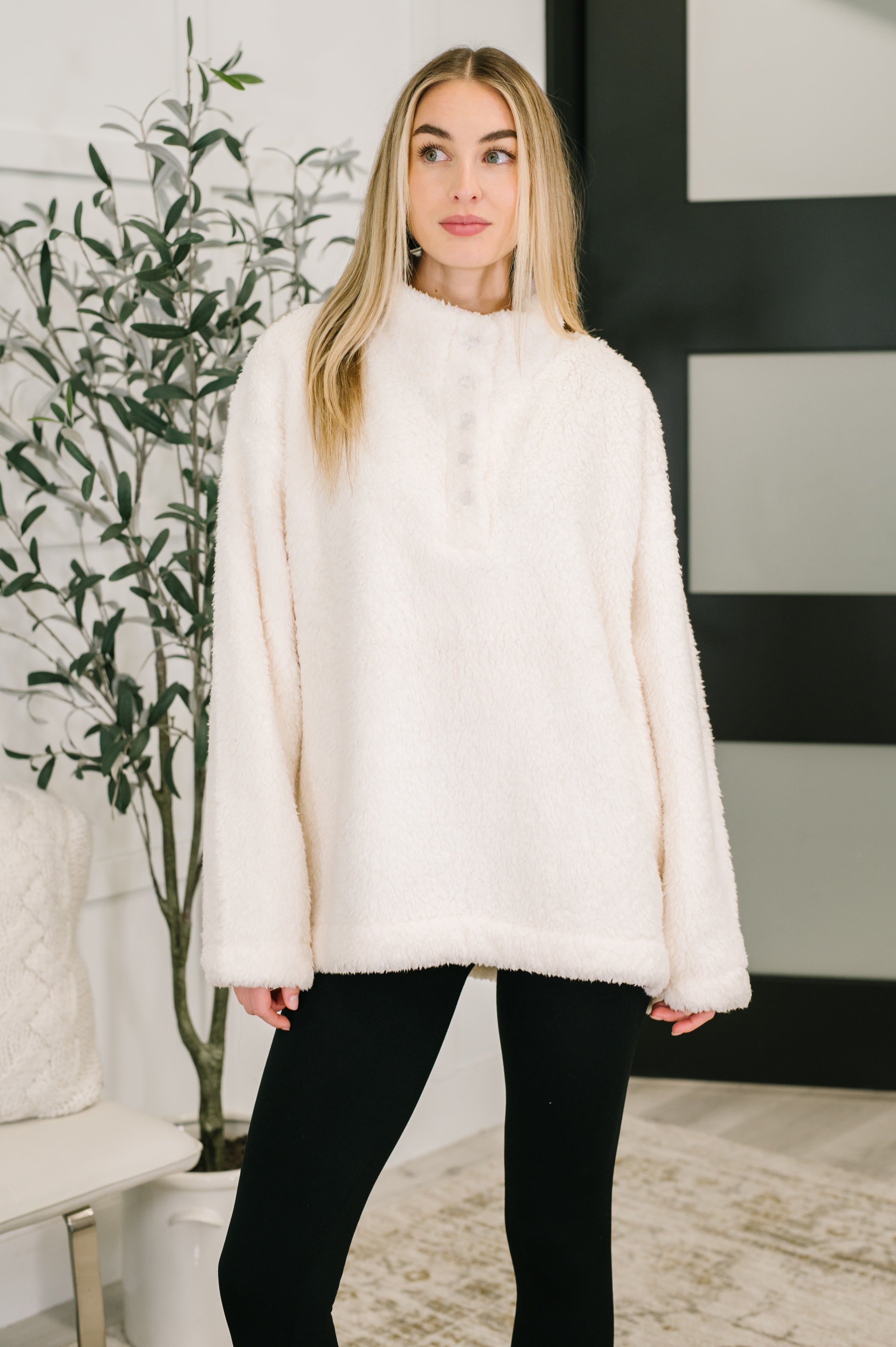 Fluffy Flurry Snap Button Pullover Womens Ave Shops- Tilden Co.