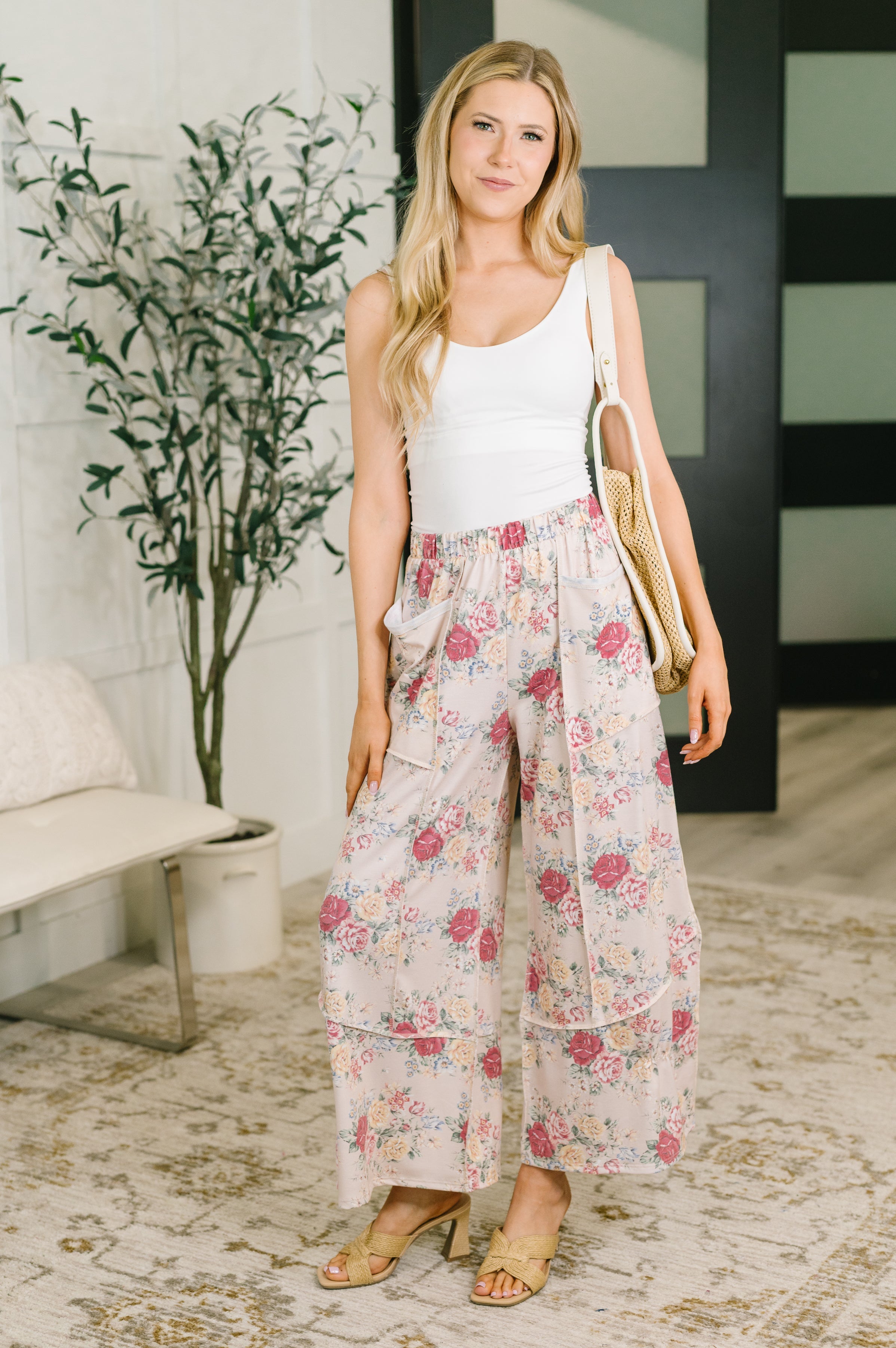 Follow the Flow Wide Leg Floral Bottoms Womens Ave Shops- Tilden Co.