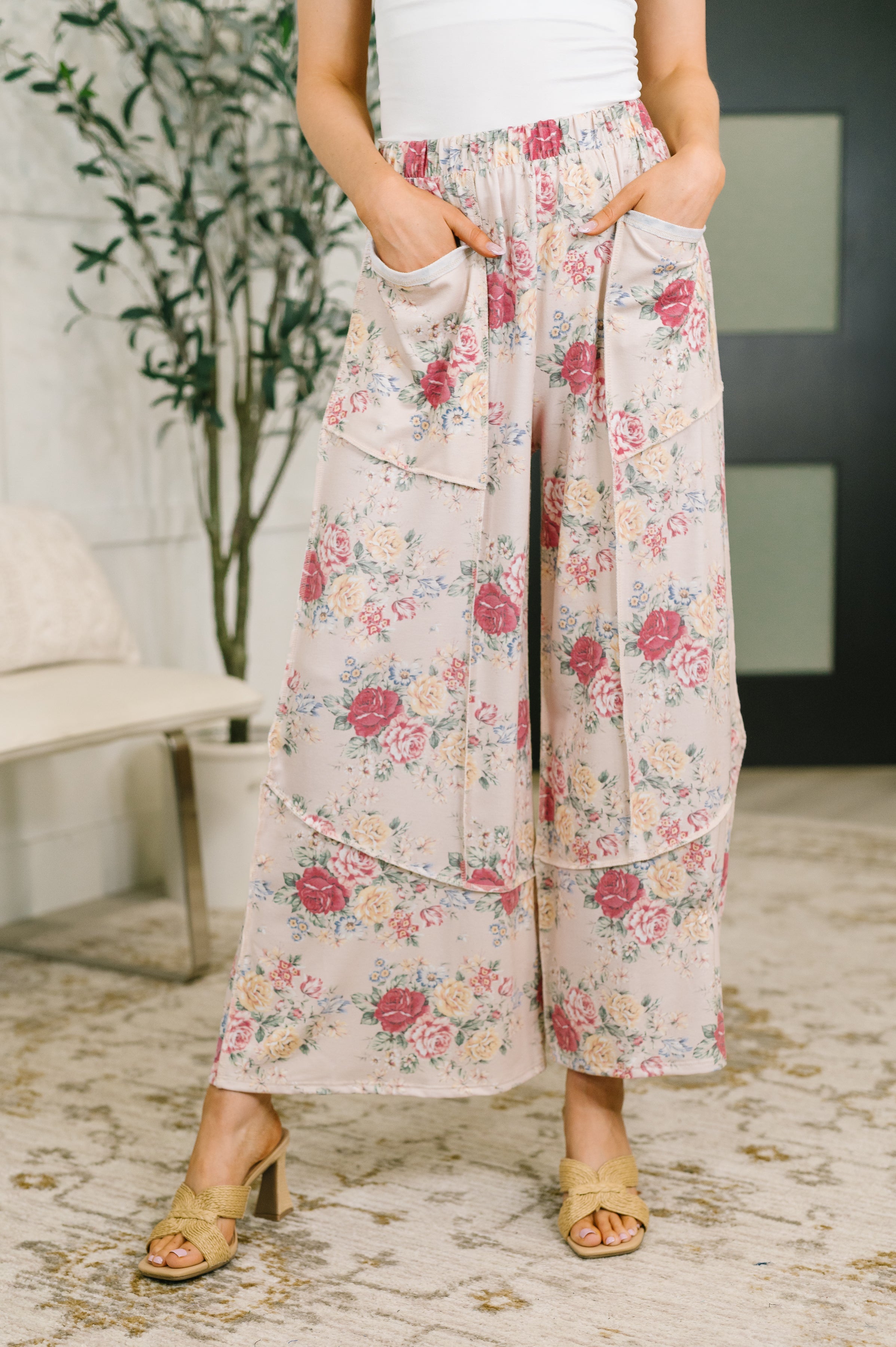Follow the Flow Wide Leg Floral Bottoms Womens Ave Shops- Tilden Co.
