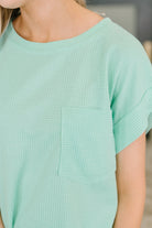 Foundation First Waffle Knit Relaxed Tee in Mint Womens Ave Shops- Tilden Co.