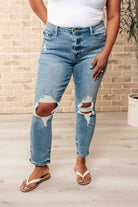 Frankie High Waist Distressed Boyfriend Jeans    Womens Ave Shops- Tilden Co.