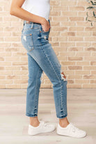 Frankie High Waist Distressed Boyfriend Jeans    Womens Ave Shops- Tilden Co.