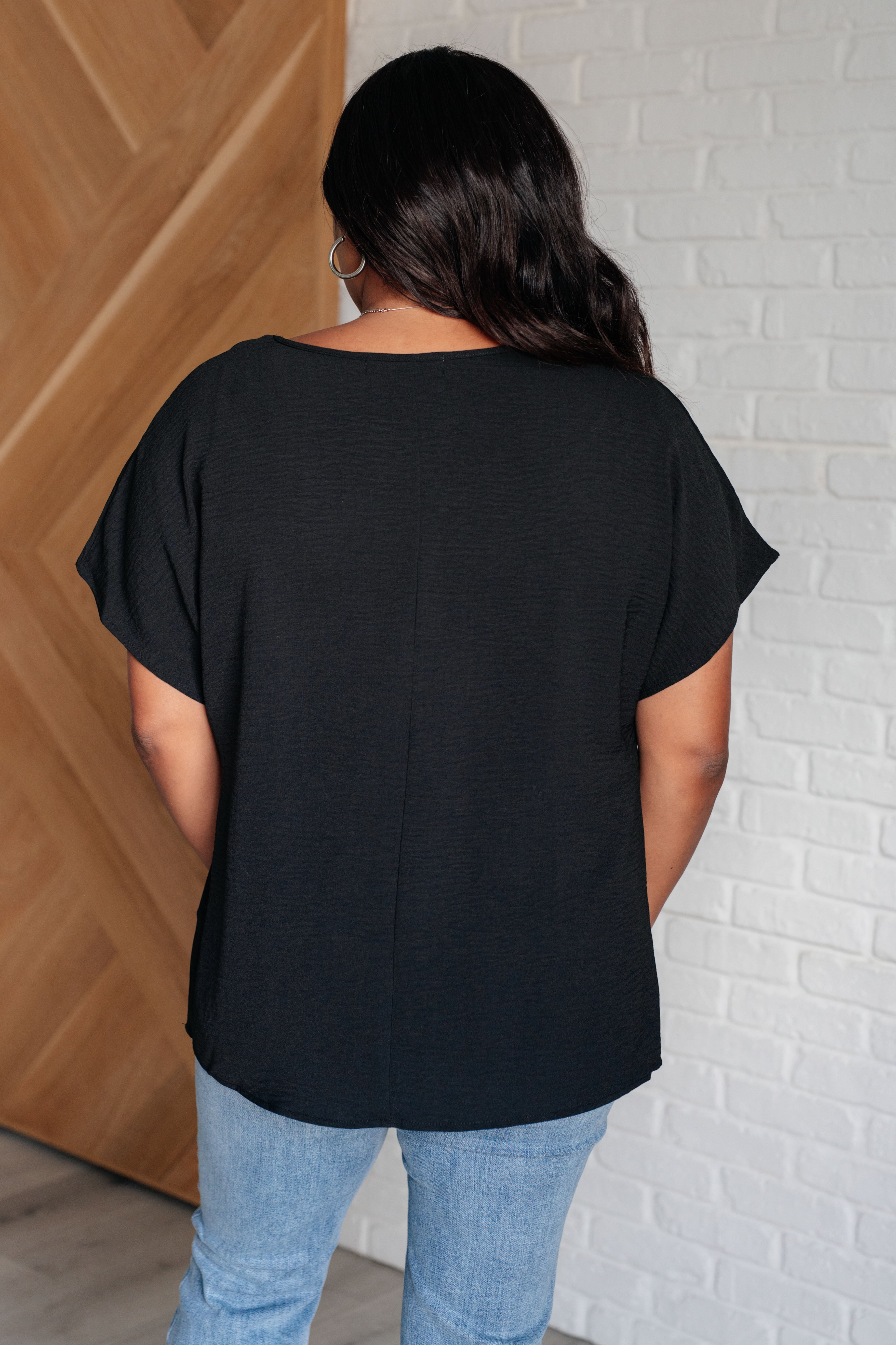 Frequently Asked Questions V-Neck Top in Black    Tops Ave Shops- Tilden Co.