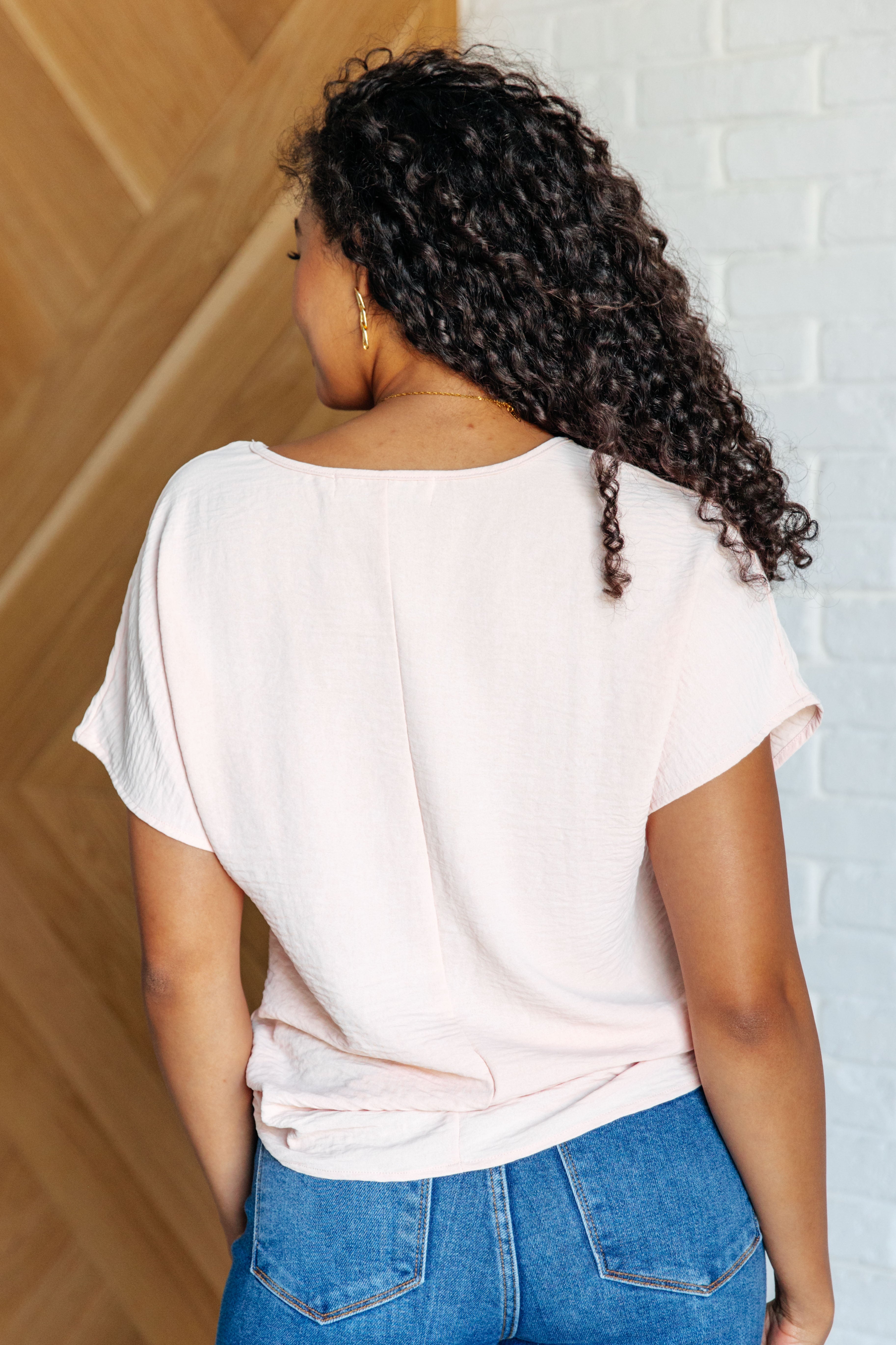 Frequently Asked Questions V-Neck Top in Blush Tops Ave Shops- Tilden Co.