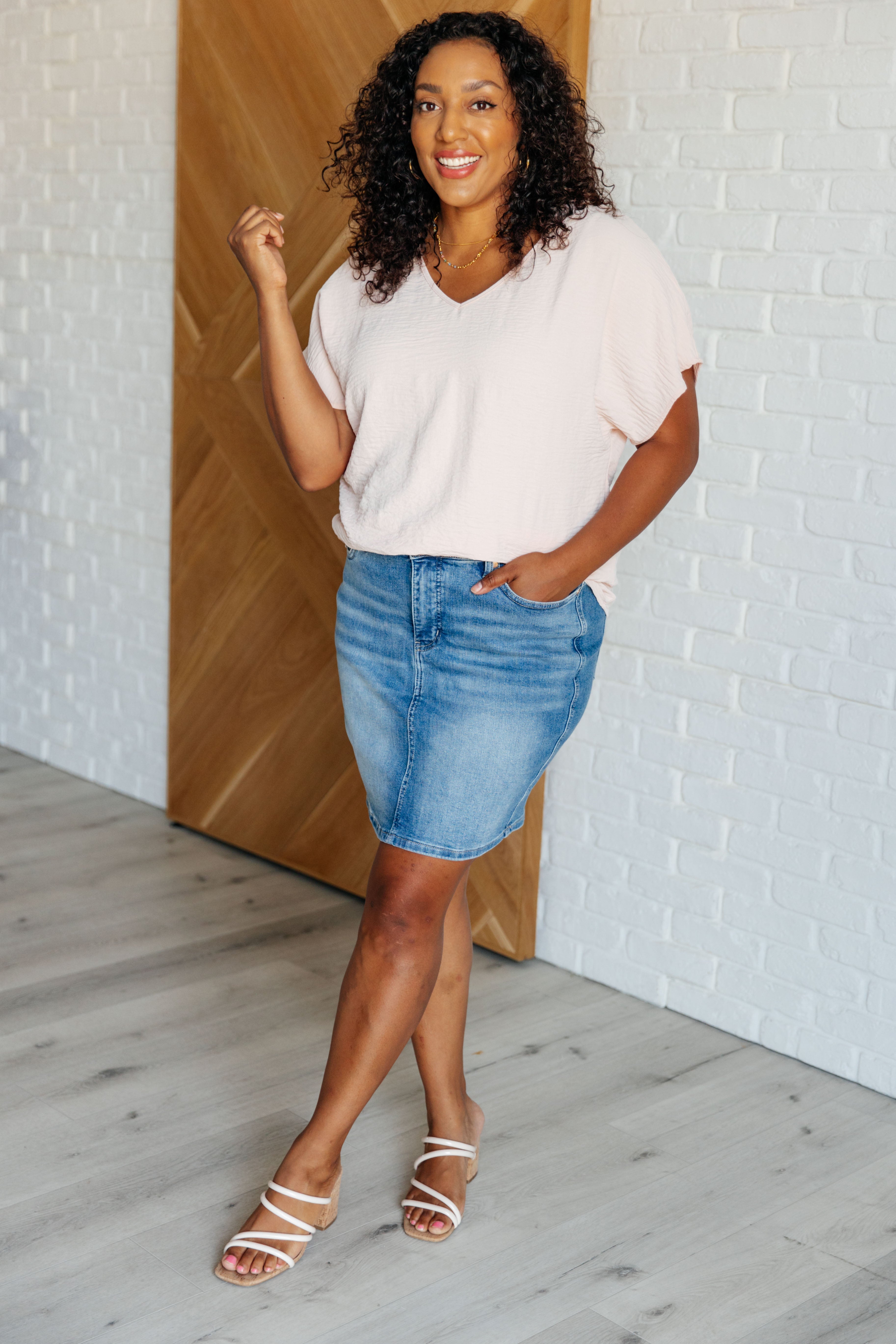 Frequently Asked Questions V-Neck Top in Blush Tops Ave Shops- Tilden Co.