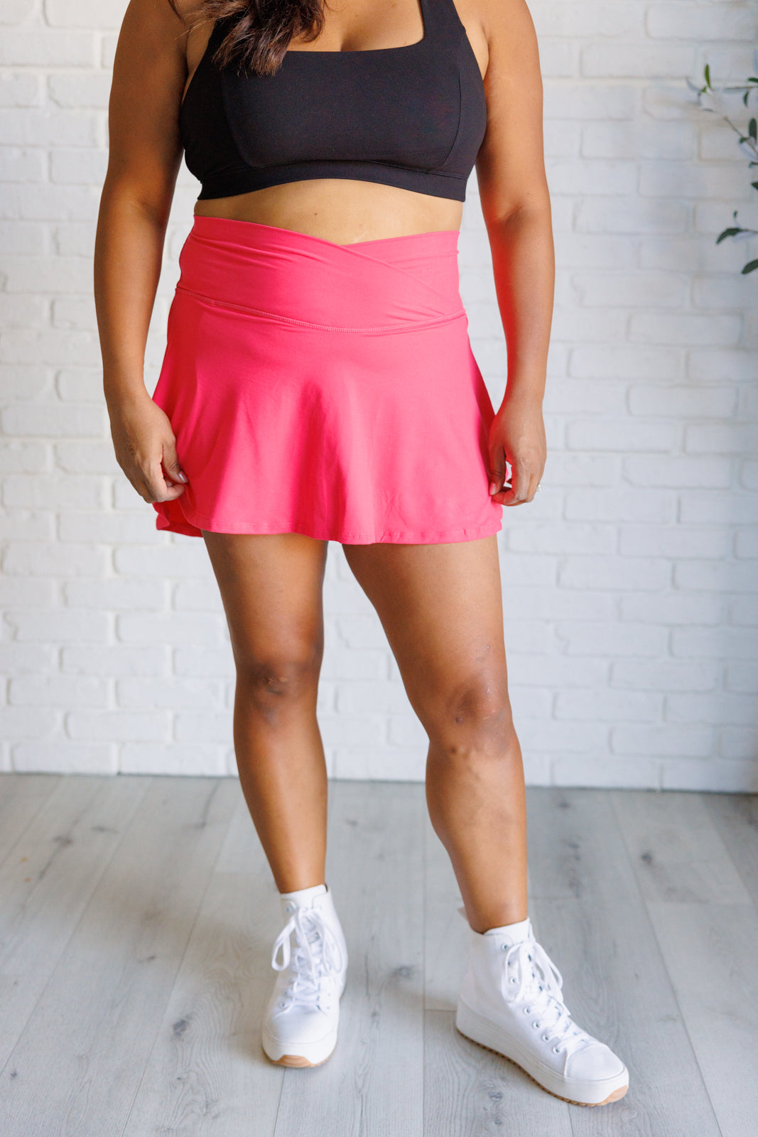 Full Force V Shaping High-Waist Skort in Flamingo Pink    Bottoms Ave Shops- Tilden Co.