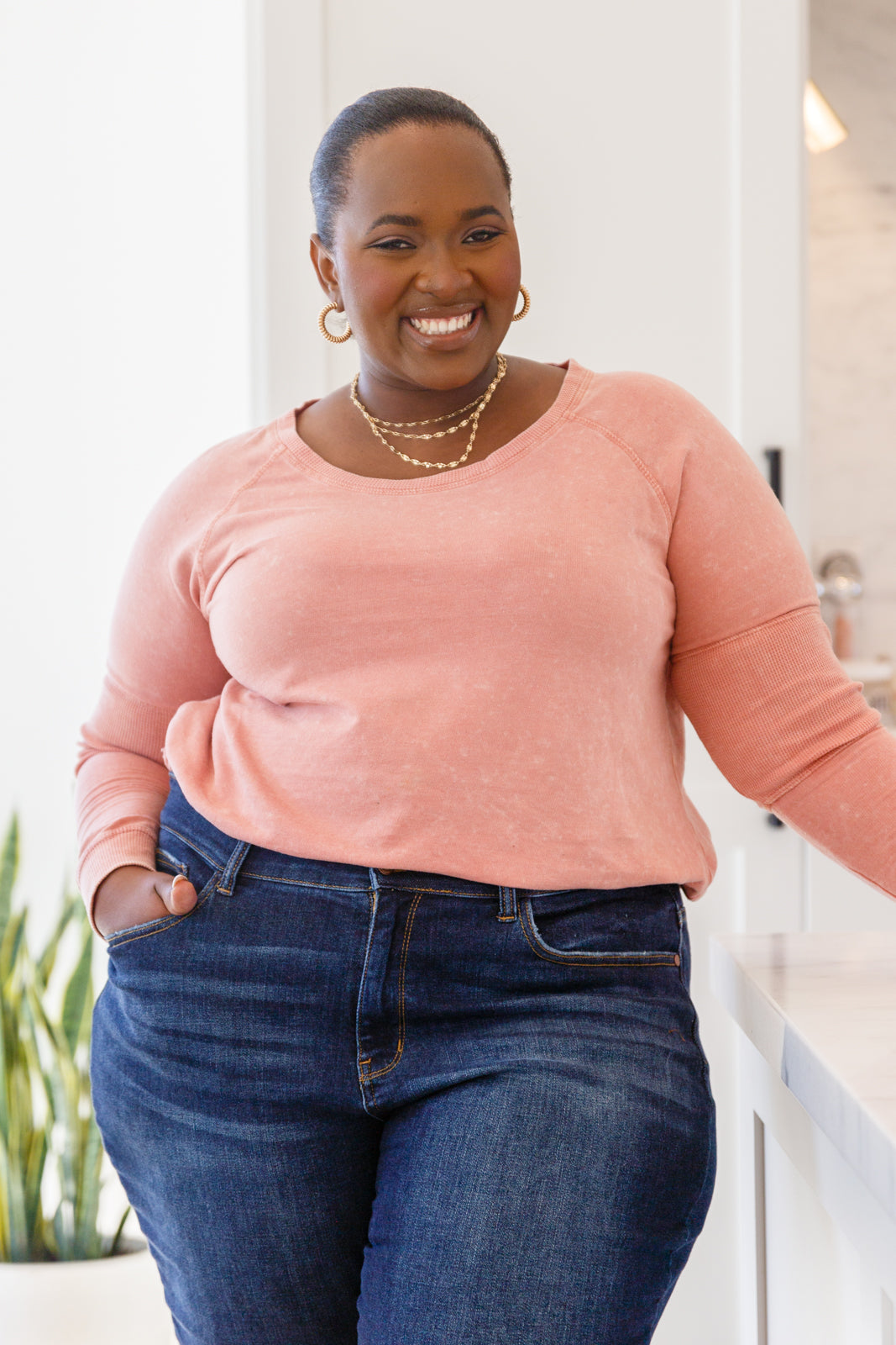 Fun Beginnings Raglan Top In Dusty Mauve    Womens Ave Shops- Tilden Co.