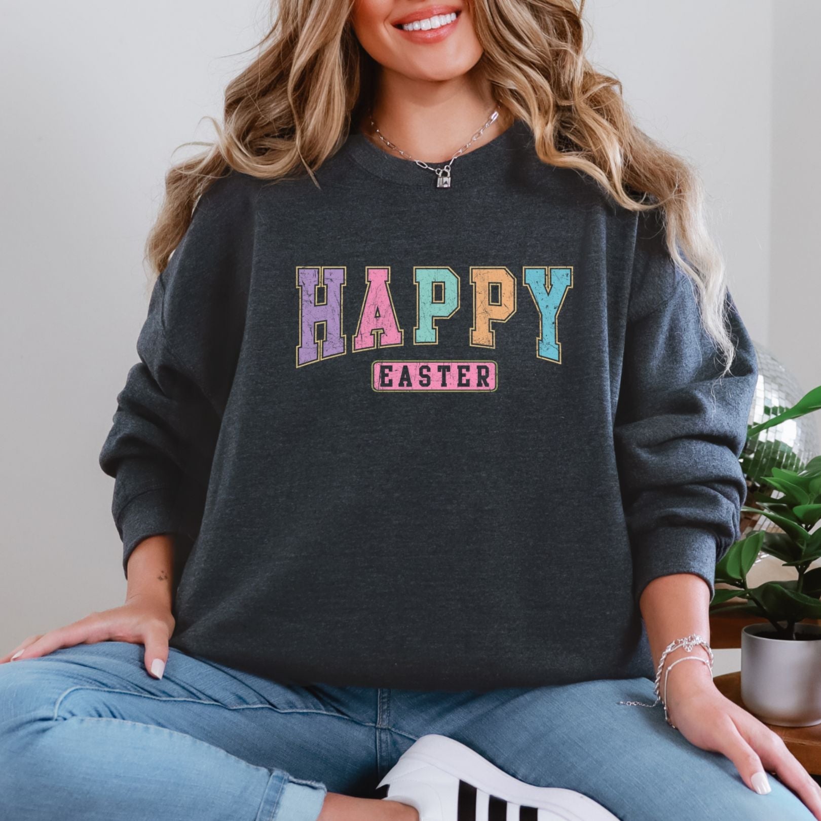 Happy Easter Graphic Sweatshirt Womens Ave Shops- Tilden Co.