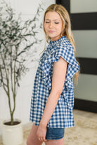 Garden at Goldenhour Flutter Sleeve Blouse in Blue Womens Ave Shops- Tilden Co.
