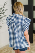 Garden at Goldenhour Flutter Sleeve Blouse in Blue Womens Ave Shops- Tilden Co.
