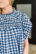 Garden at Goldenhour Flutter Sleeve Blouse in Blue Womens Ave Shops- Tilden Co.
