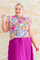 Get Out of Town Ruffle Sleeve Top Blouse Ave Shops- Tilden Co.