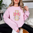 Peeps and Bows Cross Graphic Sweatshirt Womens Ave Shops- Tilden Co.