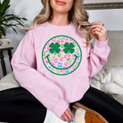 Shamrock Smiley Graphic Sweatshirt Womens Ave Shops- Tilden Co.