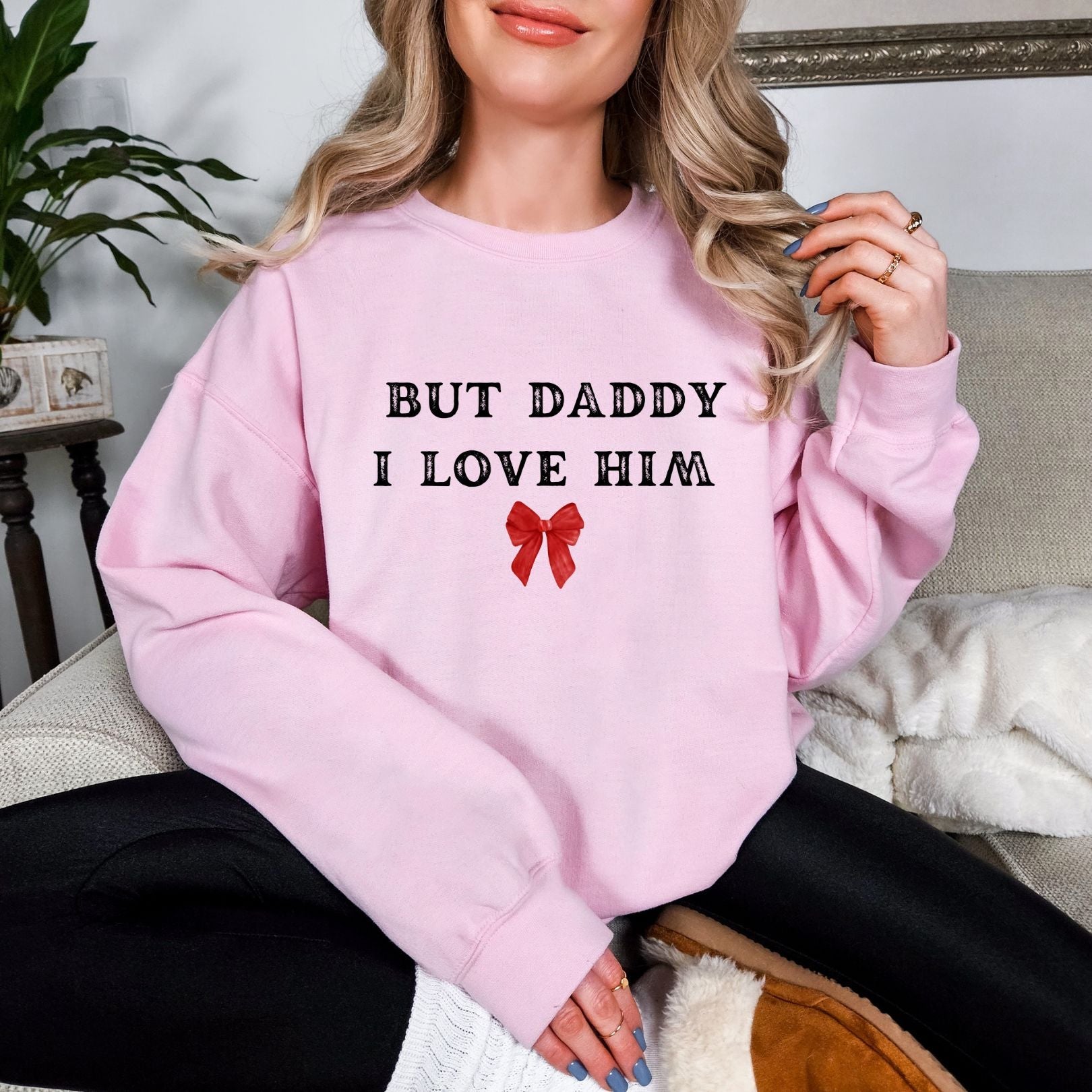 I Love Him Graphic Sweatshirt Womens Ave Shops- Tilden Co.