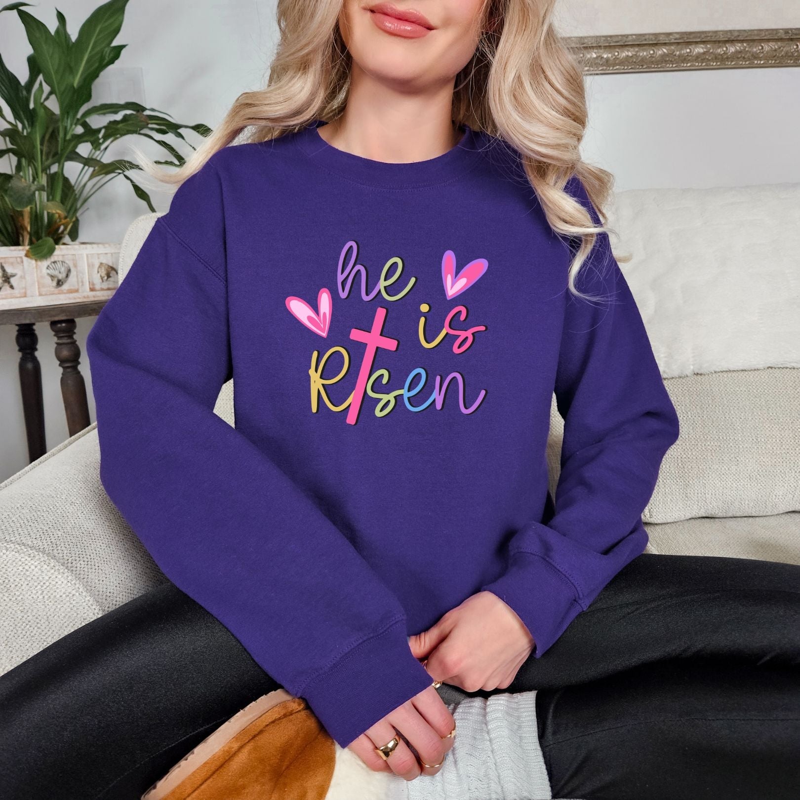 He Is Risen Graphic Sweatshirt Womens Ave Shops- Tilden Co.