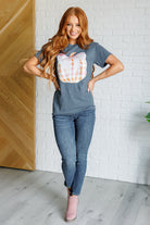 Gingham Pumpkin With Bow Graphic Tee    Tops Ave Shops- Tilden Co.