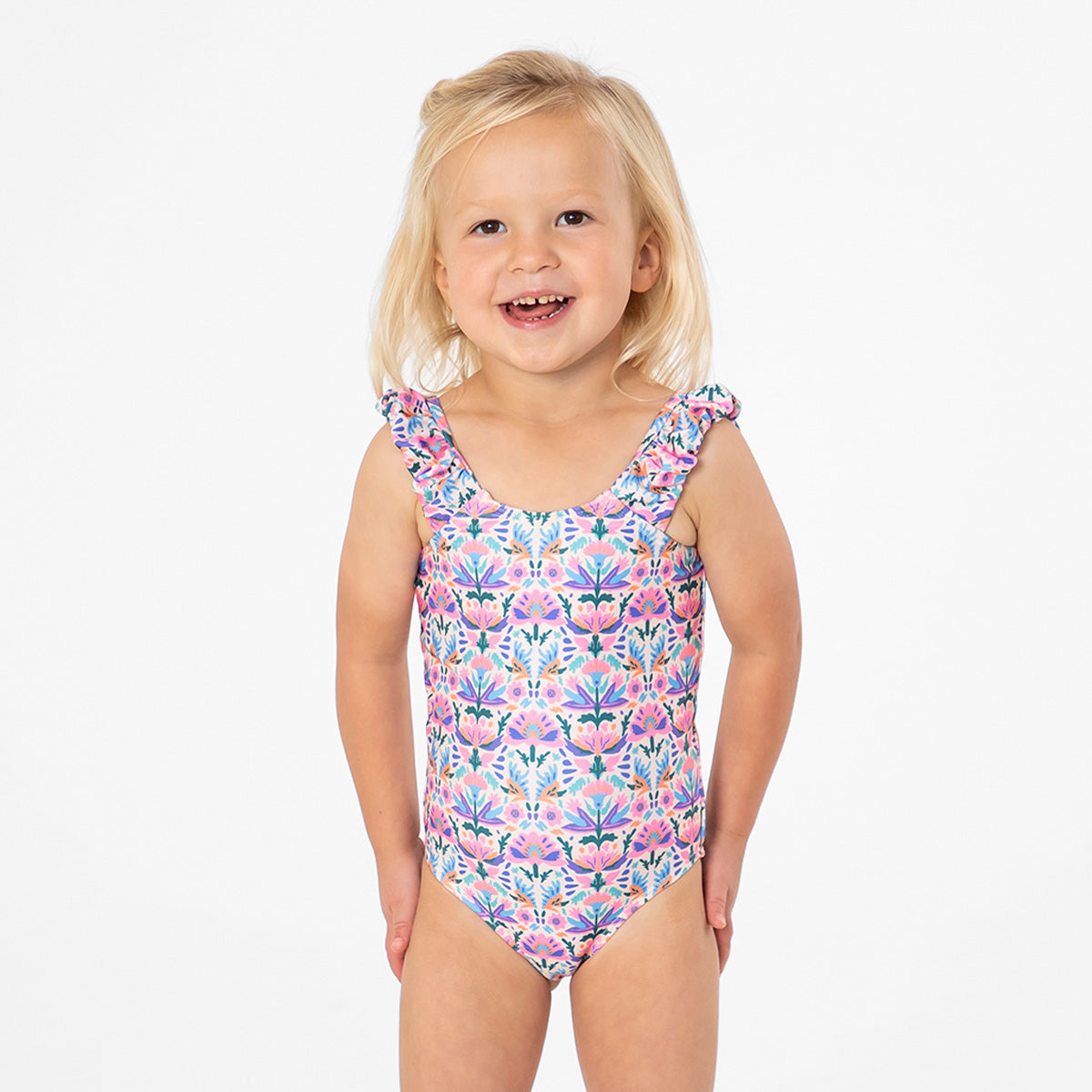 Puffy Sleeve One Piece Swimsuit (Girls) One Piece Swimsuit Janela Bay- Tilden Co.