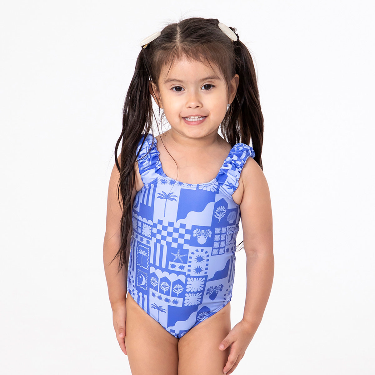 Puffy Sleeve One Piece Swimsuit (Girls) One Piece Swimsuit Janela Bay- Tilden Co.