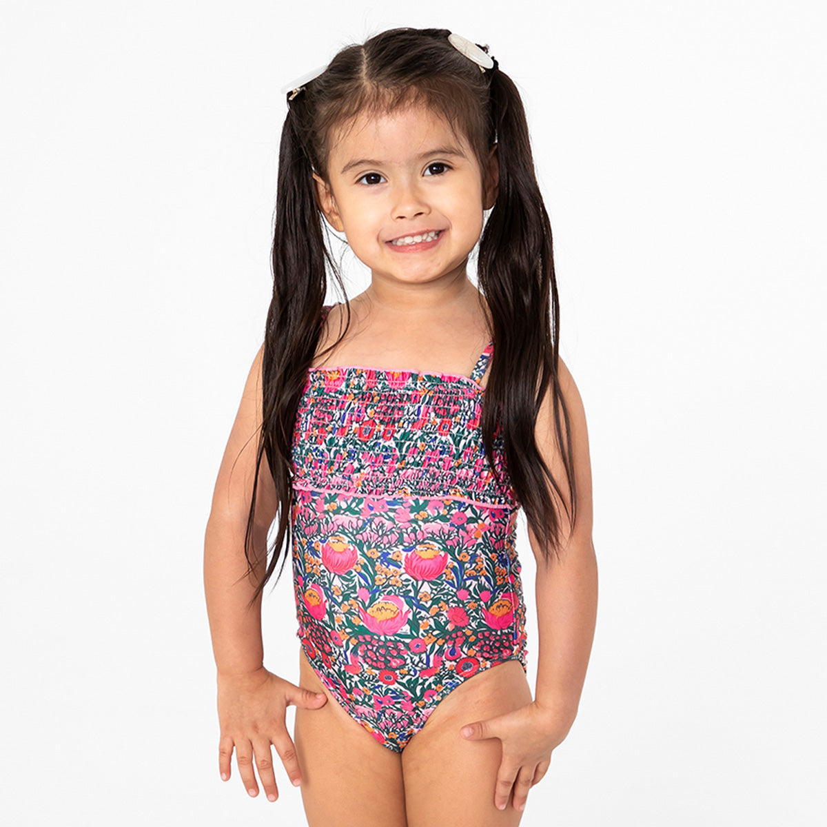 Smocked One Piece Swimsuit (Girls) Janela Bay- Tilden Co.