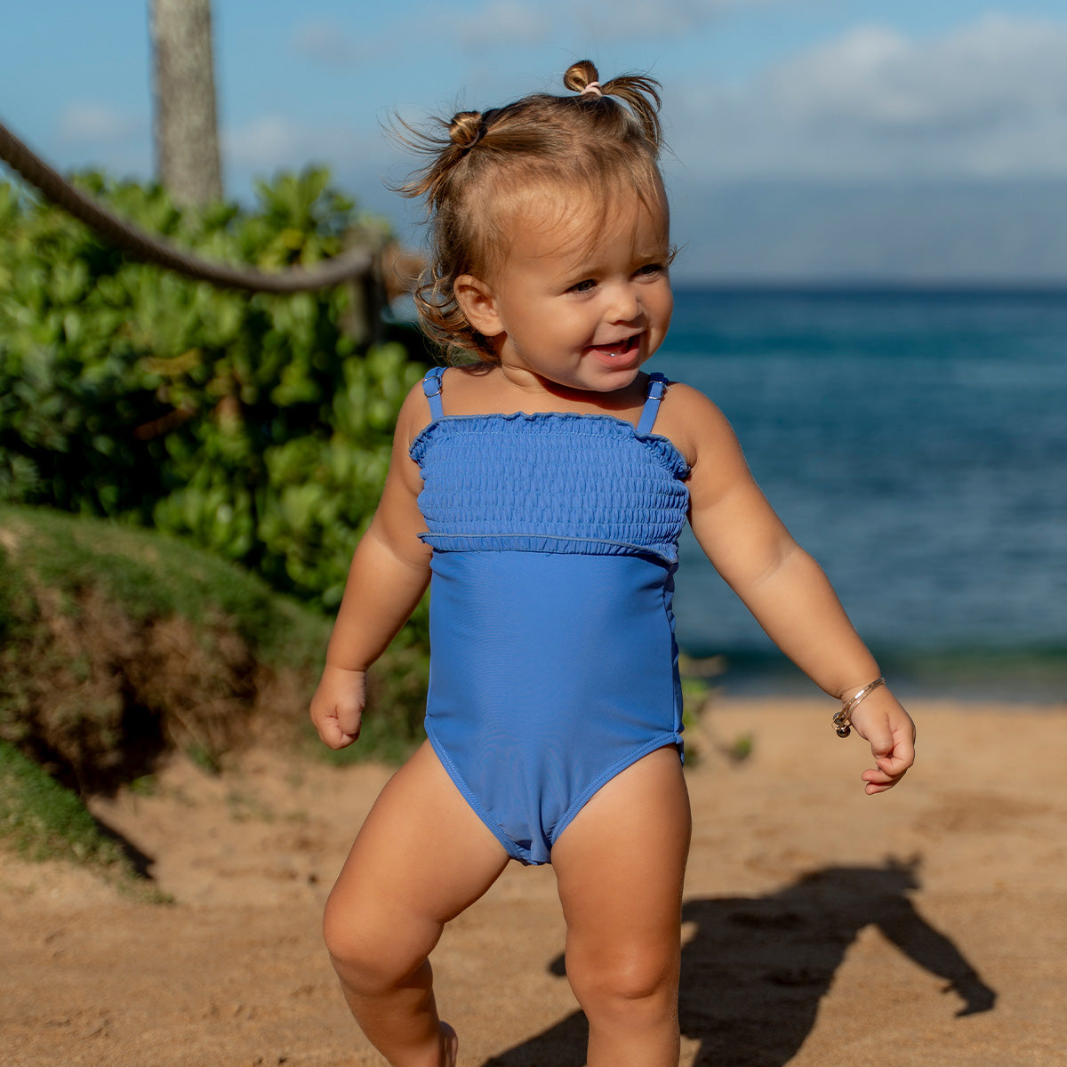 Smocked One Piece Swimsuit (Girls) Periwinkle / 2T Periwinkle 2T Janela Bay- Tilden Co.