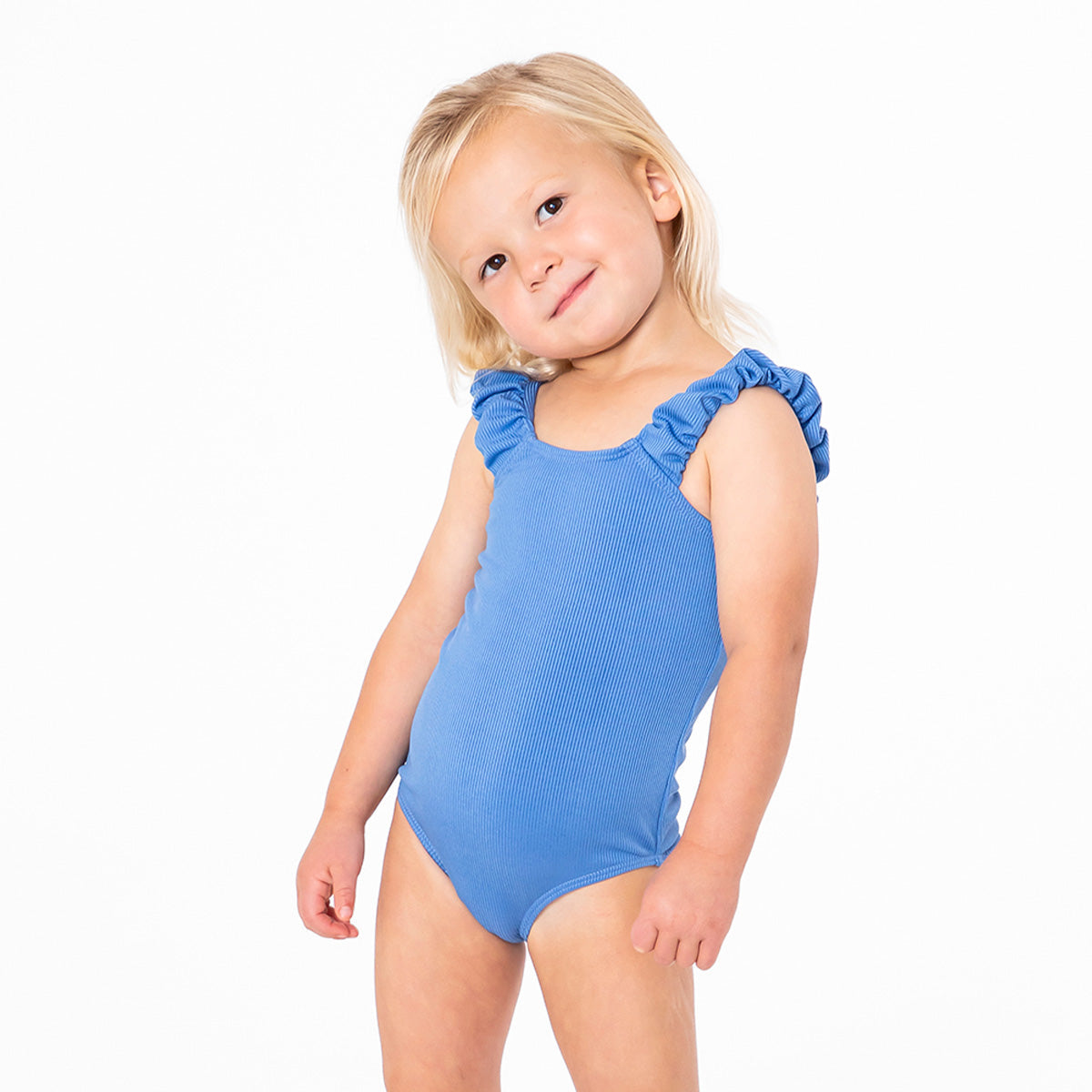 Puffy Sleeve One Piece Swimsuit (Girls) One Piece Swimsuit Janela Bay- Tilden Co.