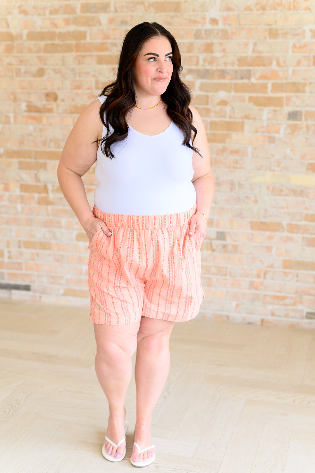 Go With It High Rise Striped Shorts Bottoms Ave Shops- Tilden Co.