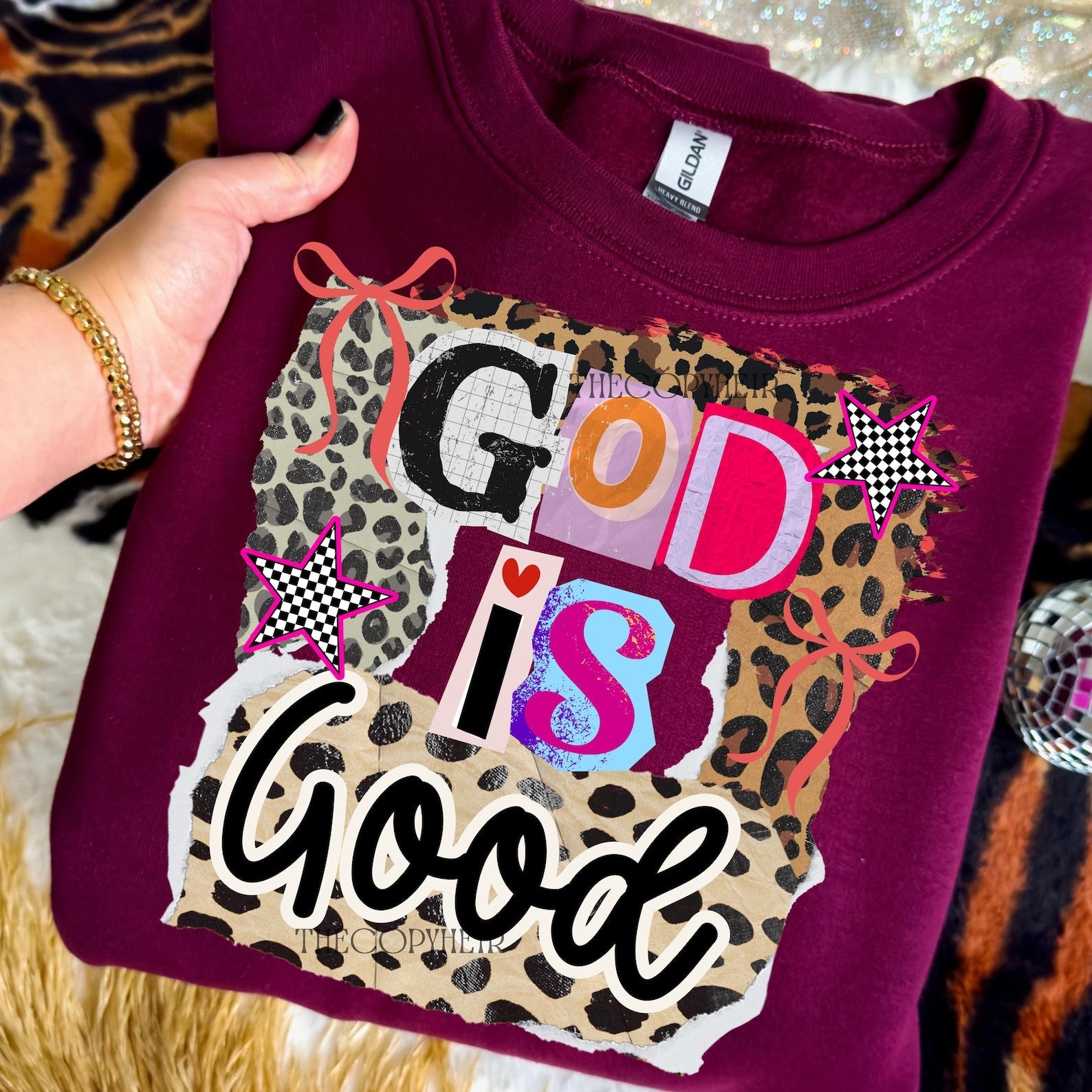 God is Good Animal Print Graphic Tee and Sweatshirt Womens Ave Shops- Tilden Co.