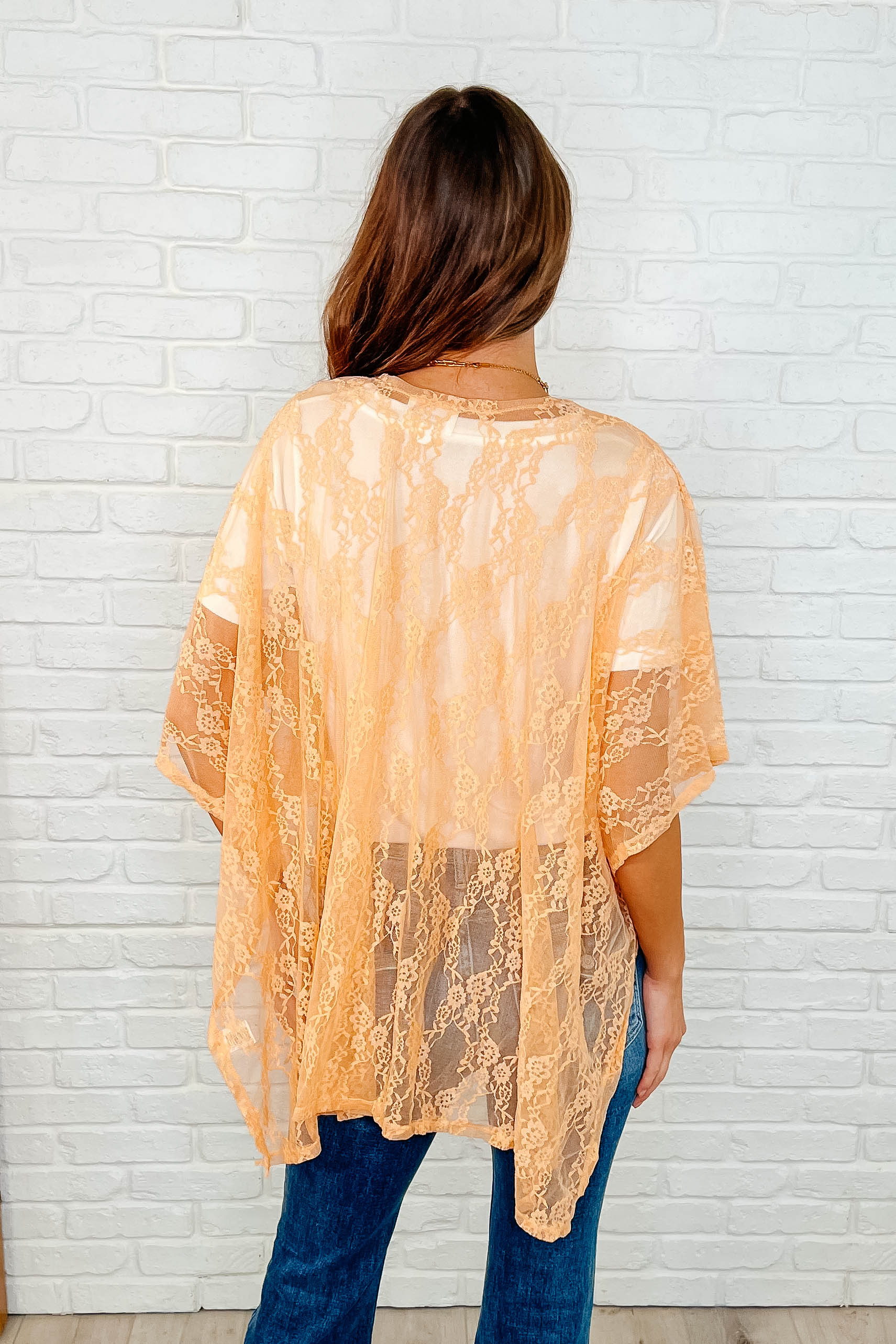 Good Days Ahead Lace Kimono In Peach Layers Ave Shops- Tilden Co.