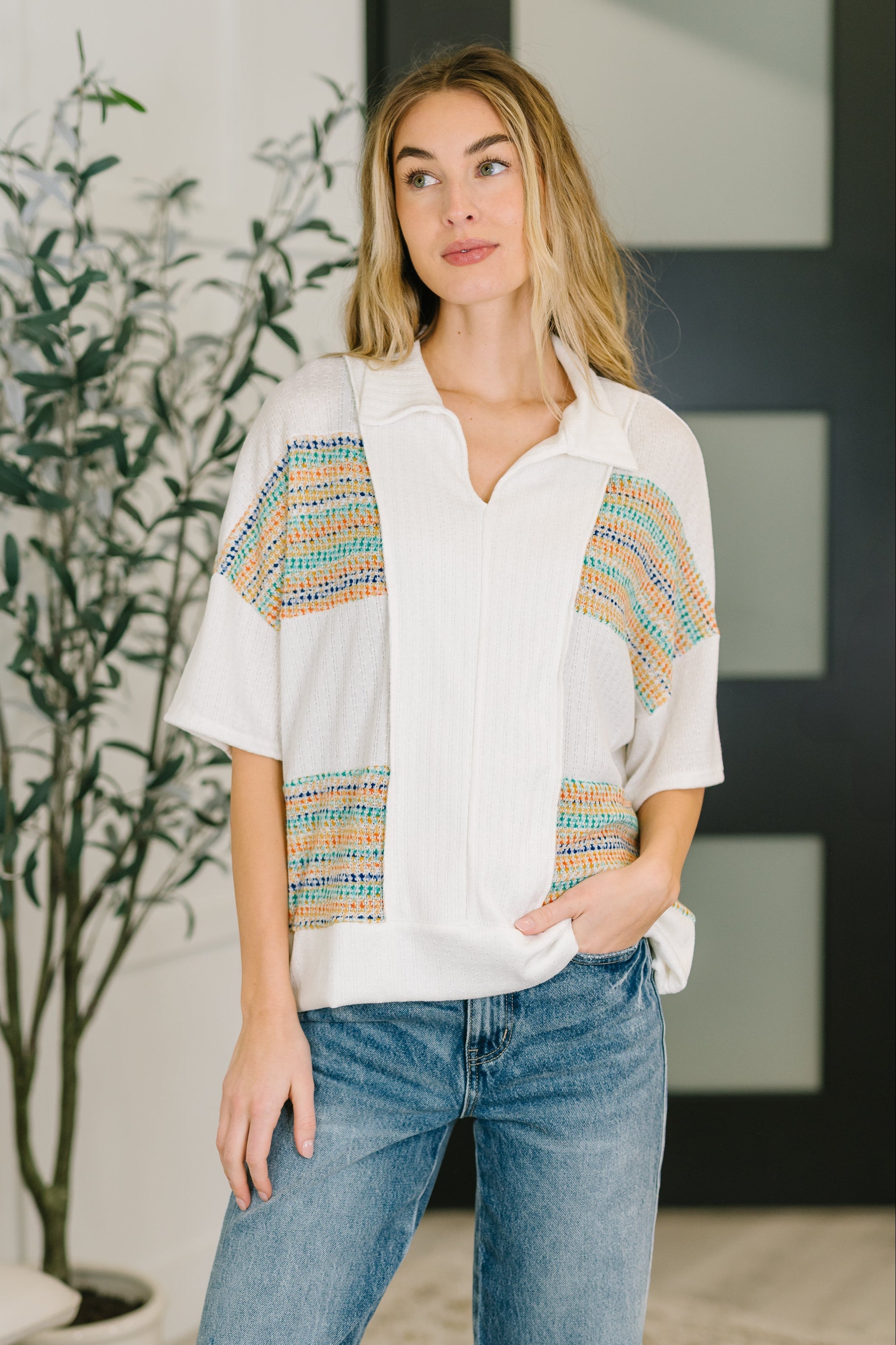 Good For Me Collared Knit Top T-Shirt Ave Shops- Tilden Co.