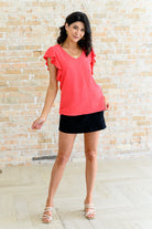 Got Me Cornered V Neck Ruffle Sleeve Top Tops Ave Shops- Tilden Co.