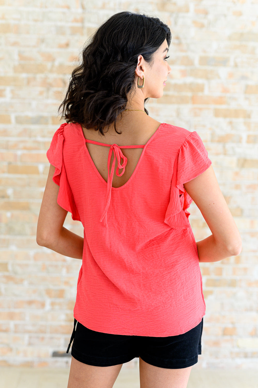 Got Me Cornered V Neck Ruffle Sleeve Top Tops Ave Shops- Tilden Co.