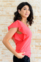 Got Me Cornered V Neck Ruffle Sleeve Top Tops Ave Shops- Tilden Co.