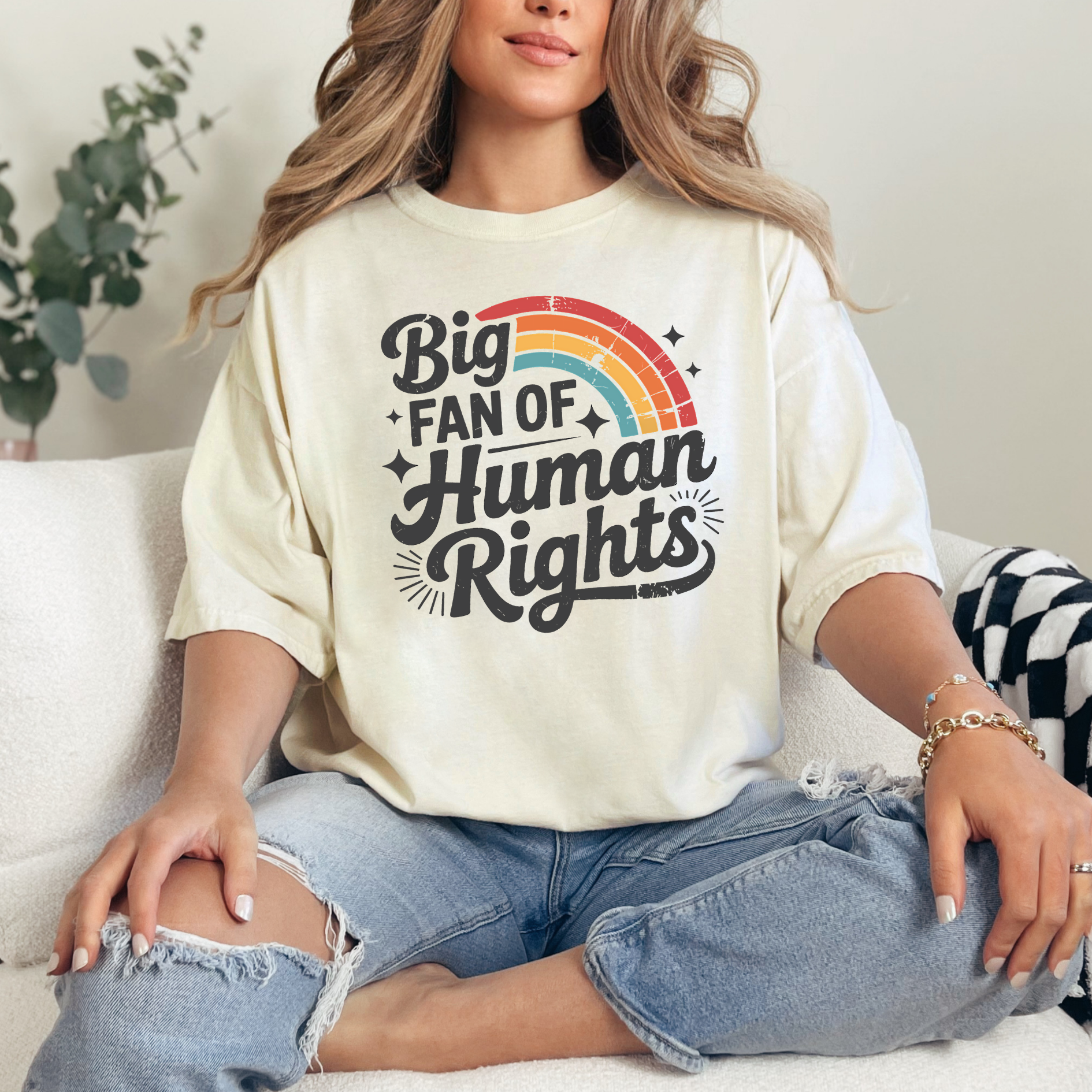 Big Fan of Human Rights Graphic Tee in Ivory T-Shirt Ave Shops- Tilden Co.