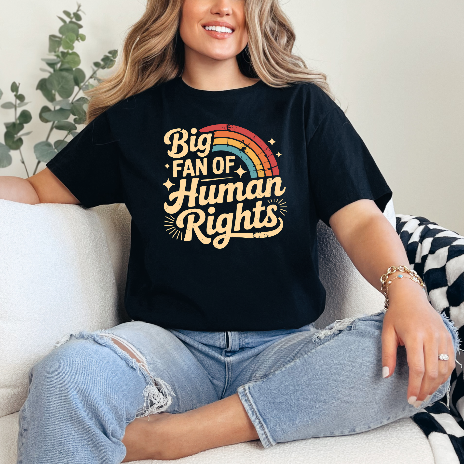 Big Fan of Human Rights Graphic Tee in Black T-Shirt Ave Shops- Tilden Co.