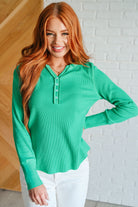 Greensleeves Waffle Knit Henley    Tops Ave Shops- Tilden Co.