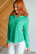 Greensleeves Waffle Knit Henley    Tops Ave Shops- Tilden Co.