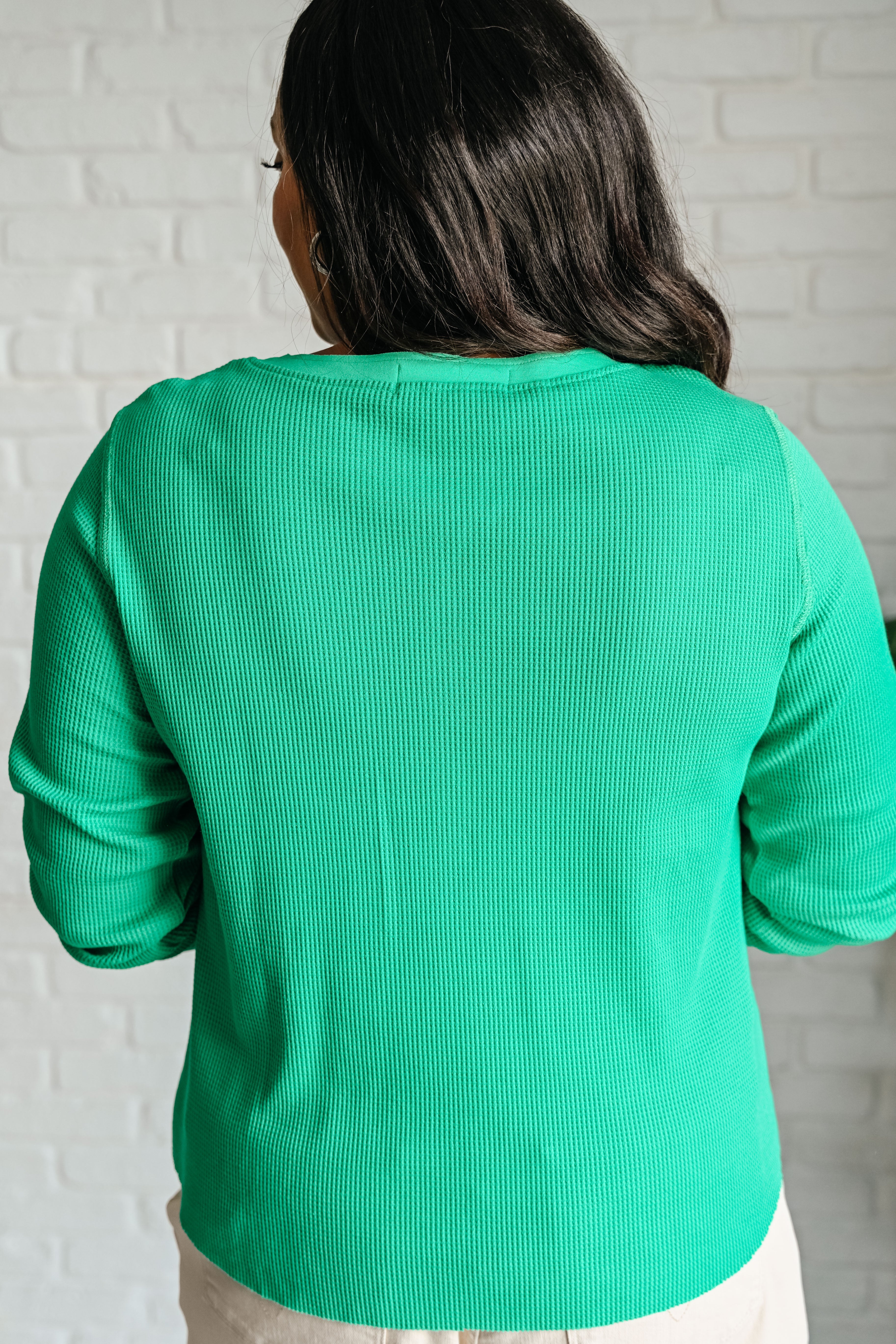 Greensleeves Waffle Knit Henley    Tops Ave Shops- Tilden Co.