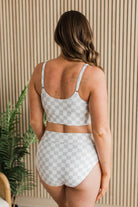 Grey & White Checkered Swim Top Swim Crop Top Mack and Mal- Tilden Co.