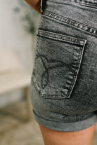 Greyson High Rise Button Fly Cuffed Shorts in Grey Denim Ave Shops- Tilden Co.